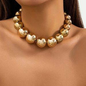 Exagéré Goth Acrylique CCB Big Ball Perle Chaîne Collier pour Femmes Punk Chunky Lourd Court Ras De Cou Grunge Bijoux Steampunk Hommes 240229