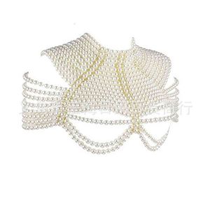 Collar de perlas de diseño de múltiples capas exagerado boda accesorios populares