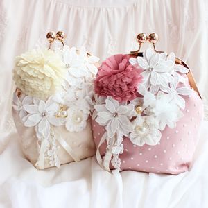 Exclusivo Original Elegante Princesa Suave Flores de Encaje de Cristal Bolsos de La Boda Para Las Novias Hecho A Mano Tela Bolsas de Mano Del Partido 2016