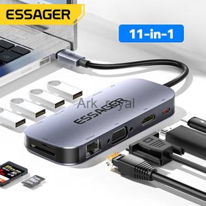 Expansion Boards Accessories Essager 11 in 1 USB C HUB 4K 30HZ Type C Docking Station For Macbook Air Pro Adapter Splitter For Laptops HDMICompatible J0721