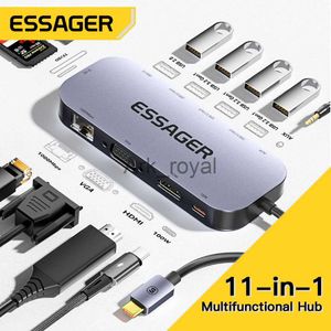 Expansion Boards Accessories Essager 11in1 USB Hub HDMICompatible VGA 4K 30HZ Typec Universal Laptop Docking Station For Macbook Air Pro Adapter Splitt J230721