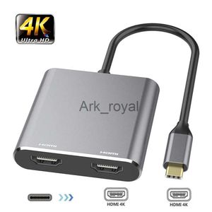 Cartes d'extension Accessoires Type C vers Dual HDMICompatible 4K 2in1 Adaptateur USB C HUB HDMI 4K Deux moniteurs Mirror Extend Display pour Macbook Laptop Cellpho J230721