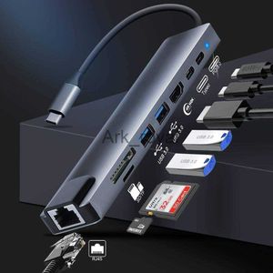 Expansion Boards Accessories USB 30 Hub For Laptop Adapter PC Computer PD Charge Dock Station RJ45 HDMIcompatible TFSD Card Notebook TypeC Splitter J230721