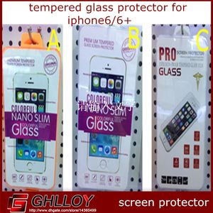 0.26mm arc edg Protecteur d'écran anti-déflagrant pour Iphone6 iphone6 plus Film de verre trempé véritable de qualité supérieure avec emballage de vente au détail 20pcs jusqu'à