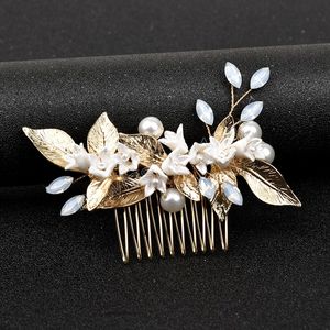 Exquis cheveux peignes fleur feuilles perles strass bijoux épingles à cheveux cristal pinces à cheveux Tocodos pour mariée dames cheveux diadèmes