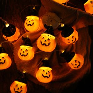 Guirlande lumineuse led en forme de citrouille, décoration exquise pour Halloween, jolis accessoires, visage souriant, chapeau jaune