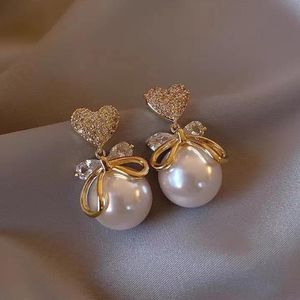 Exquisite große Perlenohrringe S925 Diamant Ohrstecker Klassisch schöne Ohrringe Damen Hochzeitsschmuck Hochwertiges Geschenk