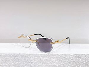 Lunettes de soleil en métal exquis femmes sans cadre coupe grand oeil de chat lentille photochromique cadre carré net panthère de carti lunettes tendance féminine ins style lunettes lunettes