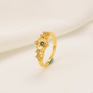 Exquis Femmes 24K Or Jaune Pierres Remplies Blanc Turquoise Vert Principal Cubique Zircone Anneau De Coeur De Mariage