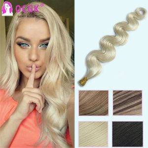 Extensions 60 # I Tip Hair Extensions Hair Hair Body Wave Platinum Blonde Original Human Hair for Salon Tips Hair Wavy I Tips