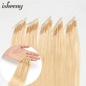 Extensions 8D Extensions de cheveux naturels cheveux humains 50pcs 0.6 g/s Micro anneau blond Micro lien Extension de boucle de cheveux Silicone Nano anneau cheveux