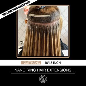 Extensiones Fairy Remy Hair 1 g/s 1618 pulgadas Remy Nano Tip Extensiones de cabello Color marrón Queratina Recta Europea Micro Perlas Cabello 50 Piezas