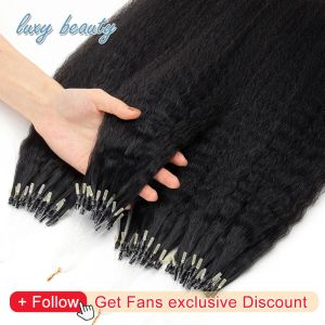 Extensiones Micro Bead Hair Extensions Kinky Microlink Human Hair Natural 50pcs Brasil Remy Cabello Micro Rings Extensiones