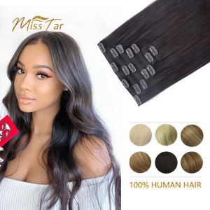 Extensions Clip roire dans les cheveux humains Extensions Remy Cheveux Light Brown Honey Blonde ombre Bayalal Natural Hair Extensions With Clips 120g