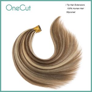 Extensions de cheveux droits I Tip Extensions de cheveux pour femmes 100% cheveux naturels fabriqués à la machine Remy kératine postiche couleur pure cheveux de fusion invisibles