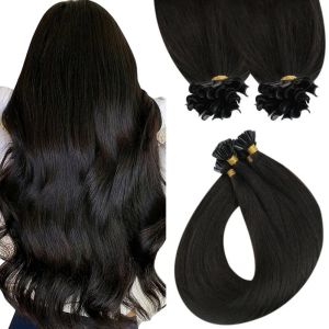 Extensions Ugeat Virgin U Tip Extensions de cheveux humains Virgin Keratin Tip Nail Tip Fushion Hair Extensions de cheveux pré-collées longue durée