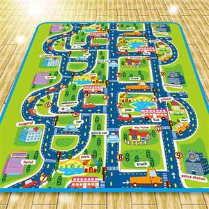 Extra Large Foldble Waterproof Crawling Mat, City Life Great for Playing with Cars and Toys, Children Educational Road Traffic P 210402