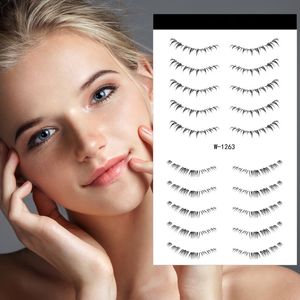 10 Pairs Natural Look Lower Eyelash Tattoo Stickers - Reusable Under Eye Faux Lash Extensions for Women, Easy Application