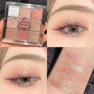 Eye Shadow 9 Colors Matte Glitter Eyeshadow Palette Acrylic Waterproof Long-lasting Pigment Diamond Shimmer Earth Color TSLM2