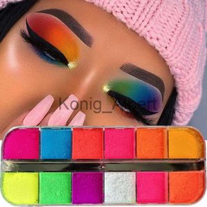 Sombra de ojos Paleta de sombras de ojos 12 colores Mate Neón Fluorescente Pigmento Paleta de maquillaje metálico Brillo Paleta de sombras de ojos Nail Art Powder x0804 x0804