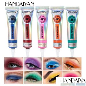 Sombra de ojos Handaiyan 12 colores Crema de sombra de ojos de neón mate Alto pigmento Fácil de aplicar Verano Amarillo Rosa Cremas Entrega de gotas Salud Dhvwb