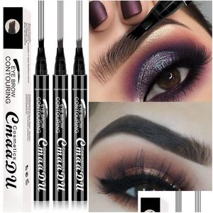 Sourcils Enhancers Cmaadu Différentes formes Quad Fork Crayon En Gros 3 Couleur Sourcils Stylo Étanche Longue Dernière Stylos De Maquillage Drop Delive Dhwko