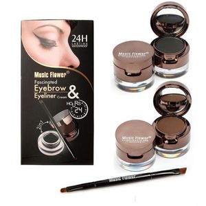 Mejoradores de cejas Drop Music Flower Marca 2 en 1 Gel Delineador de ojos en polvo Paleta de maquillaje Impermeable Negro Marrón Delineador de ojos natural Cosmeti Dhjtt