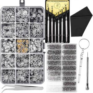 Kit de réparation de lunettes et lunettes de soleil, vis à lunettes, plaquettes nasales avec 6 tournevis, 3 outils pour 231226