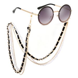 Chaînes de lunettes WHO CUTIE Chaîne de lunettes de soleil perle blanche Femme Longe avec sangle Lunettes Accessoires pour femme uniquement chaîne sans lunettes 230408