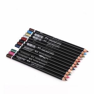 Delineador de ojos Menow 12 Colorf Eyeliner Set Coloreado Lápiz impermeable Delineador de ojos Cosmético De madera Profesional Blanco Rojo Verde Negro Ojos Hacer Dhmnq