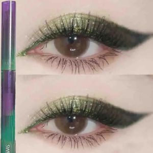 Eyeliner Shiny Pearlescent Eyeliner stylo étanche à paillettes vertes vert violet liquide fard à paupières allongé au stylo à silk