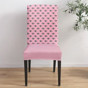 Eyes Pink Funny Dining Chair Cover 4/6 / 8pcs Spandex Elastic Chair Slipcover Bas pour le banquet d'hôtel de mariage Salle à manger