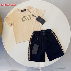 F Conjunto de ropa de diseñador para niños, pantalones cortos para bebés, niñas, pantalones cortos, falda, conjunto de letras con flores, conjunto de etiquetas originales de lujo para niños, conjunto de ropa para niñas, conjunto de mangas con letras