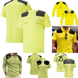 T-shirt officiel F1 Formule 1 75e célébrations Édition spéciale T-shirt jaune Fans de course d'été T-shirt imprimé de logo de voiture de mode