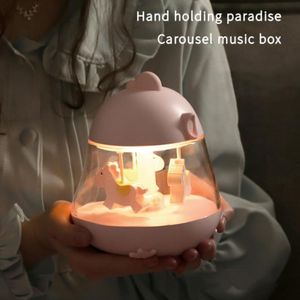 F10 carrousel musique lumière LED capteur d'atmosphère douce USB charge Silicone nuit cadeau d'anniversaire pour enfants