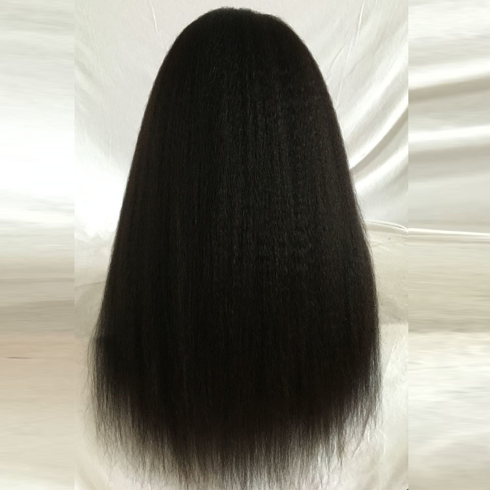 Heavy Italian Yaki Straight Glueless Full Lace Human Hair Wigs Kinky Straight Lace Front Wigs For Black Women Peruvian Wig