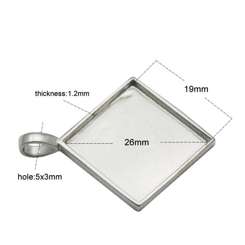 Beadsnice rhombus pendant tray 925 sterling silver cabochon bezel setting handmade necklace pendant new arrive DIY gift ID 33828
