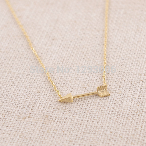10PCS Gold Silver Tiny Horizontal Arrow Necklace Pendant for Women Simple Cute Sideways Arrow Necklace for Men