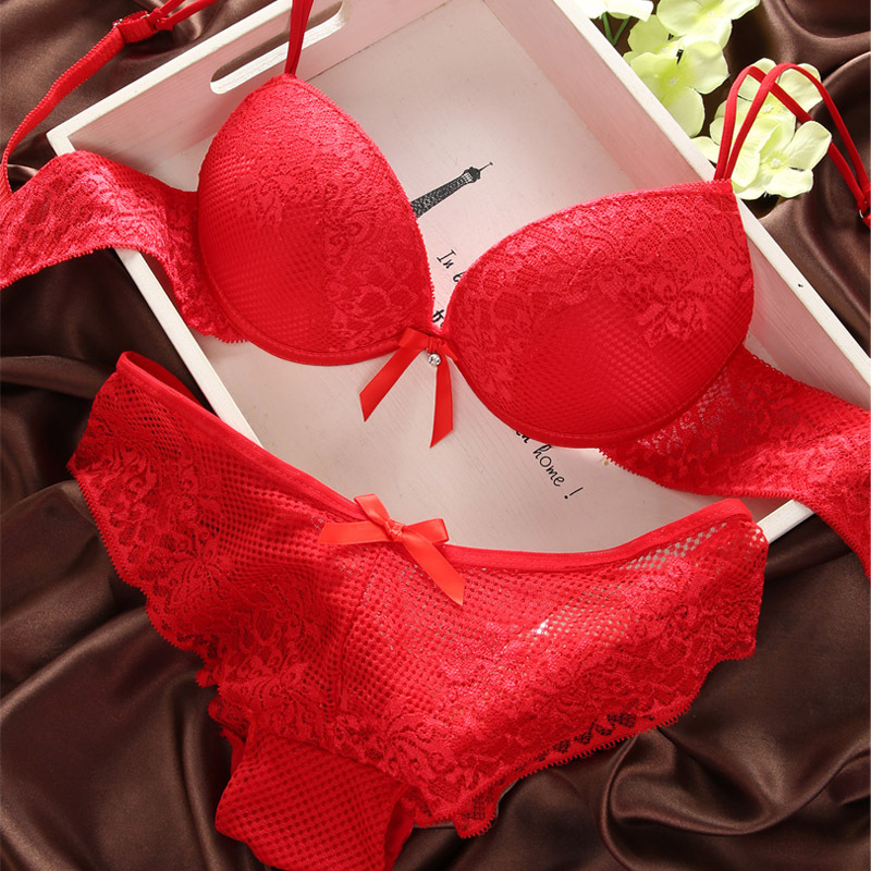Bras Sets Wholesale-thongs Bra Set Sexy Women In Lingerie Lace Embroidery 6 Color Large Size Cup Push Up And Panty