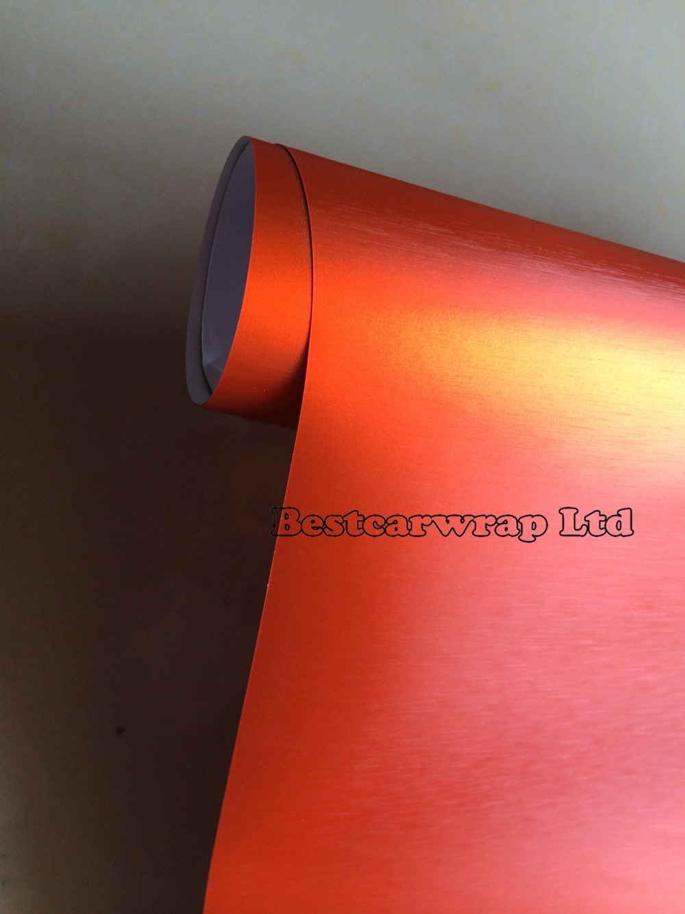 Premium Orange Brushed Chrome Aluminium Vinyl Car Wrapping Vinyl Air Release Chrome brushed steel wrap film Car stickers Size 1.52x20m/Roll