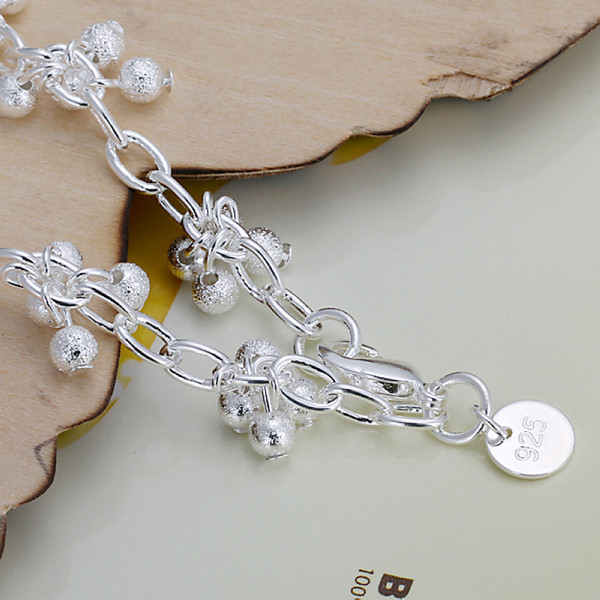 Hot sale best gift 925 silver Sand beads hanging grapes Bracelet DFMCH087, new fashion sterling silver plated Chain link gemstone bracelets
