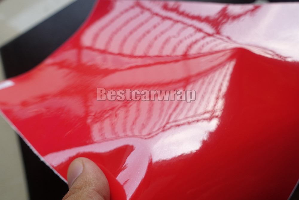 Premium Gloss RED Vinyl wrap High Glossy Car Wrap Film with air Bubble Free vehicle wrap With 3 layers Size:1.52*20M/Roll 4.98x66ft Low tack glue
