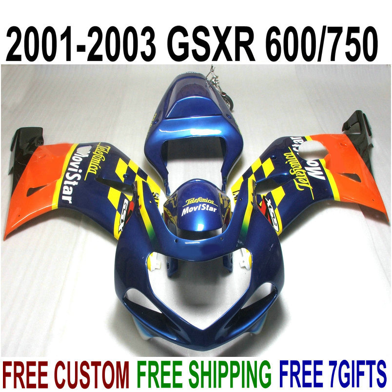 ABS full fairing kit for SUZUKI GSX-R600 GSX-R750 2001-2003 K1 GSXR 600 750 blue yellow Movistar plastic fairings set 01-03 RA20, Same as the picture shows
ABS full fairing kit for SUZUKI GSX-R600 GSX-R750 2001-2003 K1 GSXR 600 750 blue yellow Movistar plastic fairings set 01-03 RA20, Same as the picture shows
