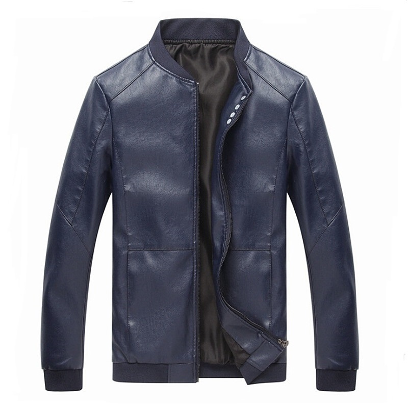 Wholesale- 2017 Autumn PU Leather Jacket Slim Fit Mens Leather Jacket Stand Collar Jaqueta De Couro Masculina Plus Size -XXXL, Black
Wholesale- 2017 Autumn PU Leather Jacket Slim Fit Mens Leather Jacket Stand Collar Jaqueta De Couro Masculina Plus Size -XXXL, Black