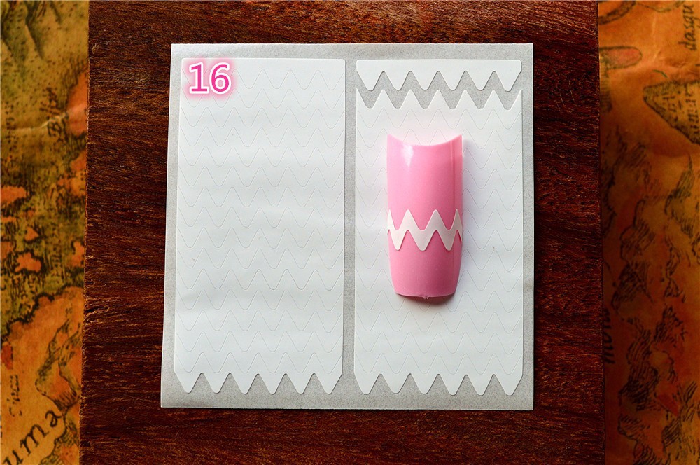 18Styles/set Nail Decoration Nail Art Tips Nail Art Form Fringe Guides Sticker DIY French Manicure XB1
