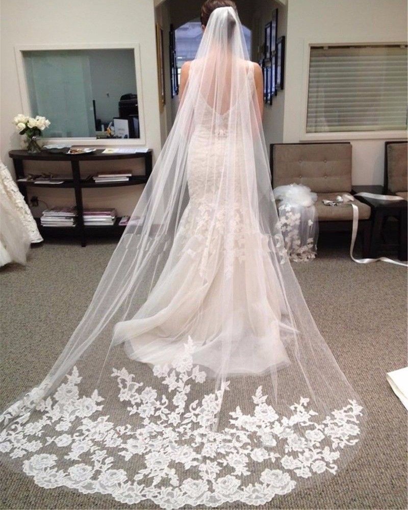 Best Selling In Stock Long Chapel Length Bridal Veils Appliques Veu De Noiva Longo Wedding Veils Lace Purfle with Comb, Ivory
Best Selling In Stock Long Chapel Length Bridal Veils Appliques Veu De Noiva Longo Wedding Veils Lace Purfle with Comb, Ivory
