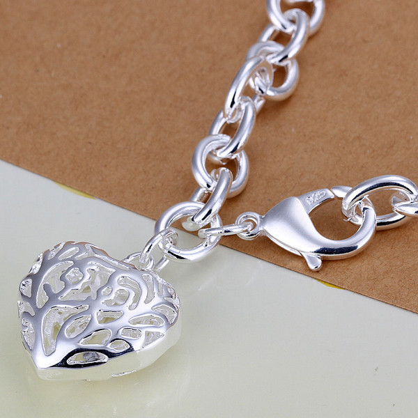 Hot sale 925 silver Crude three-dimensional heart Bracelet DFMCH269,fashion 925 sterling silver plated Chain link bracelets high grade