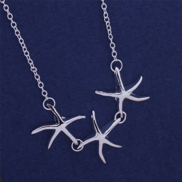 Free Shipping with tracking number Best Most Hot sell Women's Delicate Gift Jewelry 925 Silver 3 Starfish Necklace