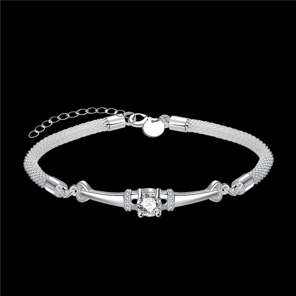 Hot sale gift 925 silver Eiffel Tower Bracelet DFMCH382,Brand new sterling silver plate Chain link gemstone bracelets high grade