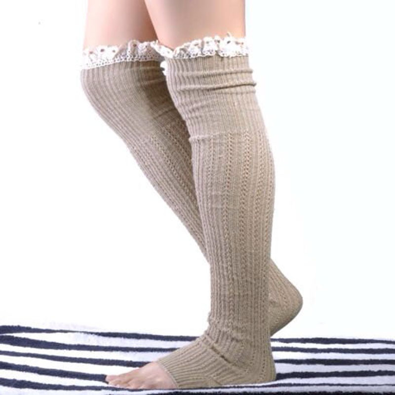 Long Knit Knee High Lace Socks Boot loose Socks Stockings Leg Warmers Warm New Women Socks Chritsmas Gift Drop Ship 010030